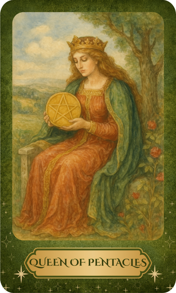 Queen Of Pentacles Tarot Card Meaning Nichole s Secret Garden